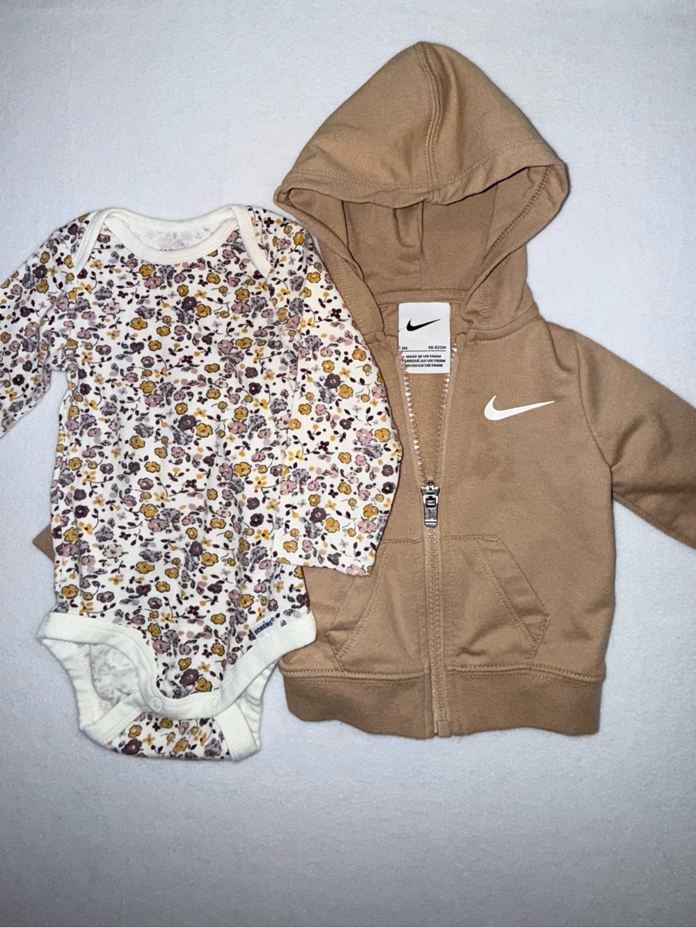 Nike Baby Zip Hoodie & Carters Onesie - GUC 3 month